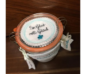 Stickserie ITH - Wunschglas Glücksglas Anhänger & liebe Worte